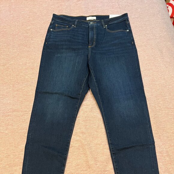 LOFT Curvy High Rise Skinny Blue Jeans in Classic Dark Indigo Wash 32 NWT - Picture 1 of 3